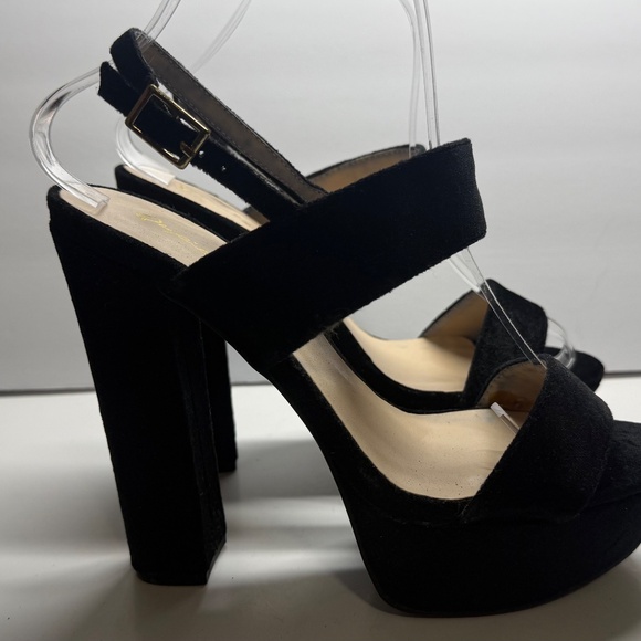 Qupid black suede slingback block heels - Picture 2 of 7